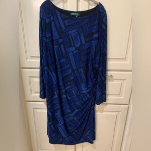 Ralph Lauren Blue and Black Long Sleeve Dress